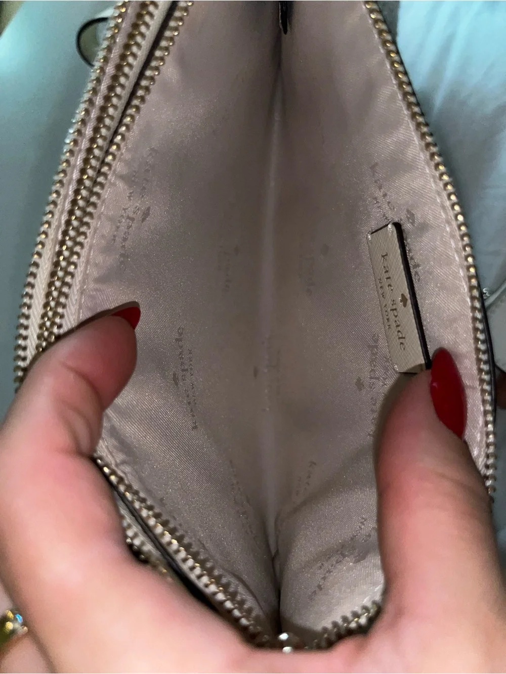 Kate Spade New York Cream Leather Wristlet Clutch